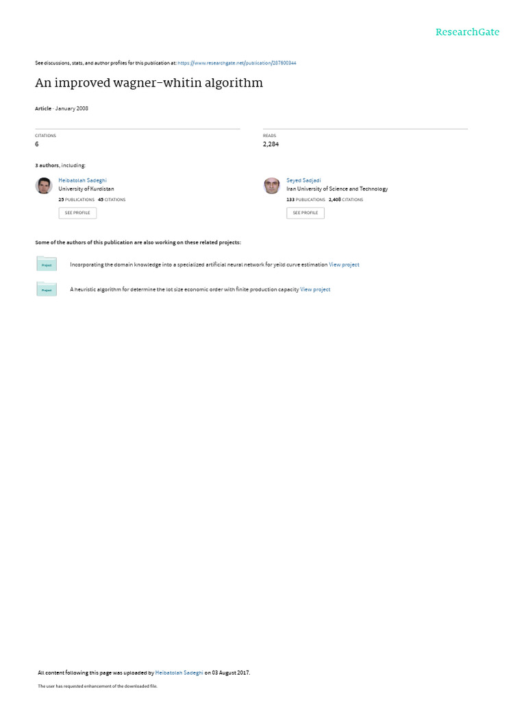 AnImprovedWAGNER WHITINAlgorithm | PDF | Mathematical Optimization ...