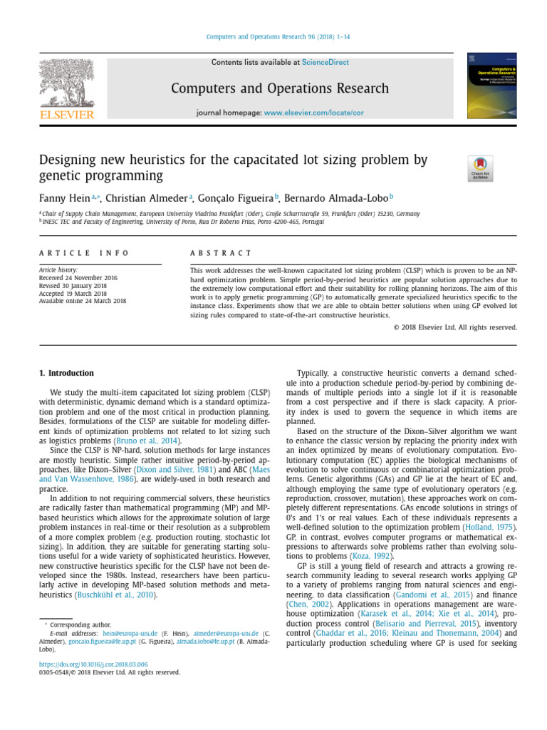 Designing New Heuristics For The Capacitated Lot Sizing Problem by ...