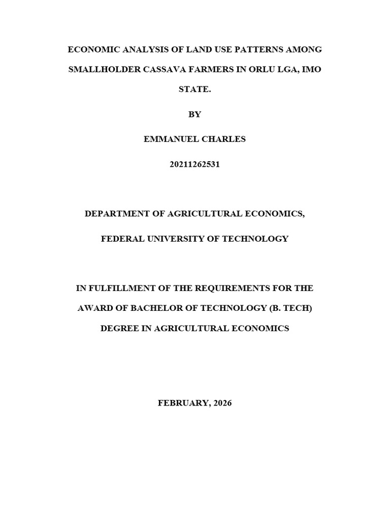 Economic Analysis of Land Use Patterns Among Small | PDF
