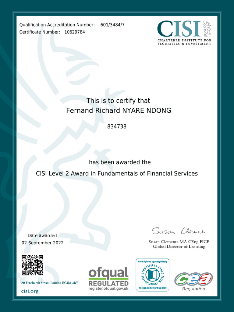 CISI Level 2 Award in Fundamentals of Financial Services | PDF