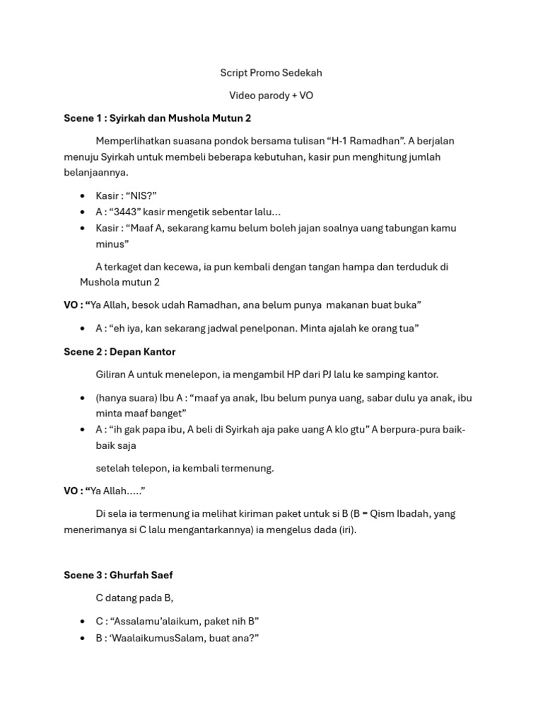 Script Promo Sedekah | PDF