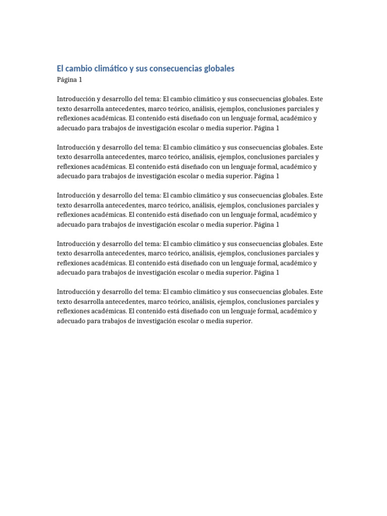 El Cambio Climático y Sus Consecuencias Globales | PDF | Cambio climático