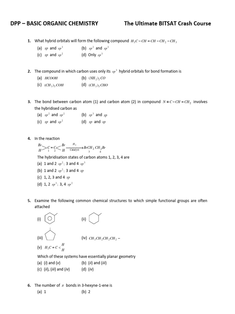 DPP Basic Organic Chemistry The Ultimate BITSAT Crash Course | PDF ...