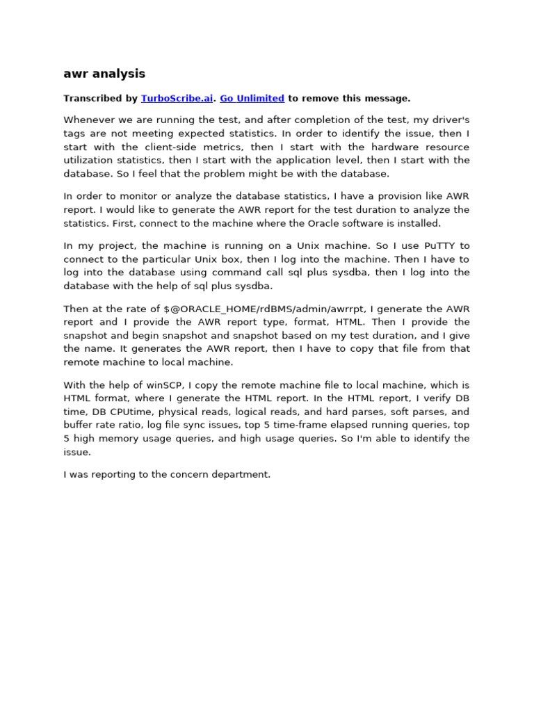 Awr Analysis | PDF