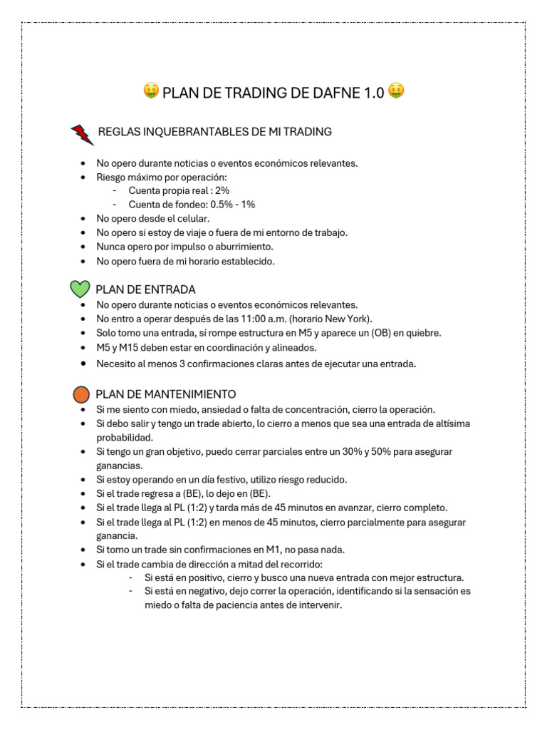 Plan de Trading de Dafne 1.0 Copy | PDF | Sicología | Ciencias del ...