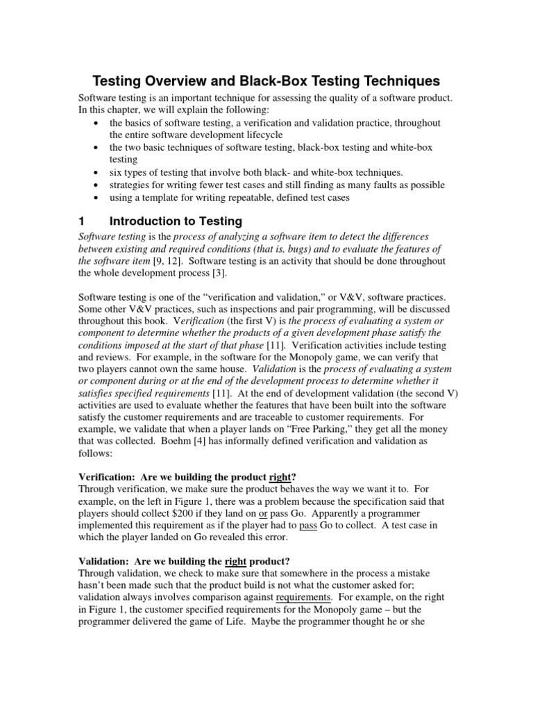 Testing Overview and Black-Box Testing Techniques | PDF