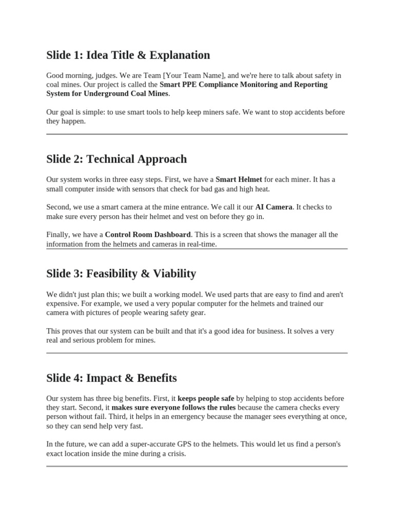 Ppe Coal Mine Script For Presentation | PDF