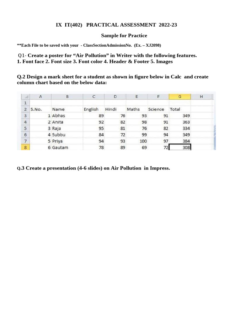 IX IT Sample Practical | PDF