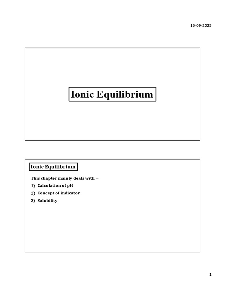 Ionic Equilibrium Notes | PDF