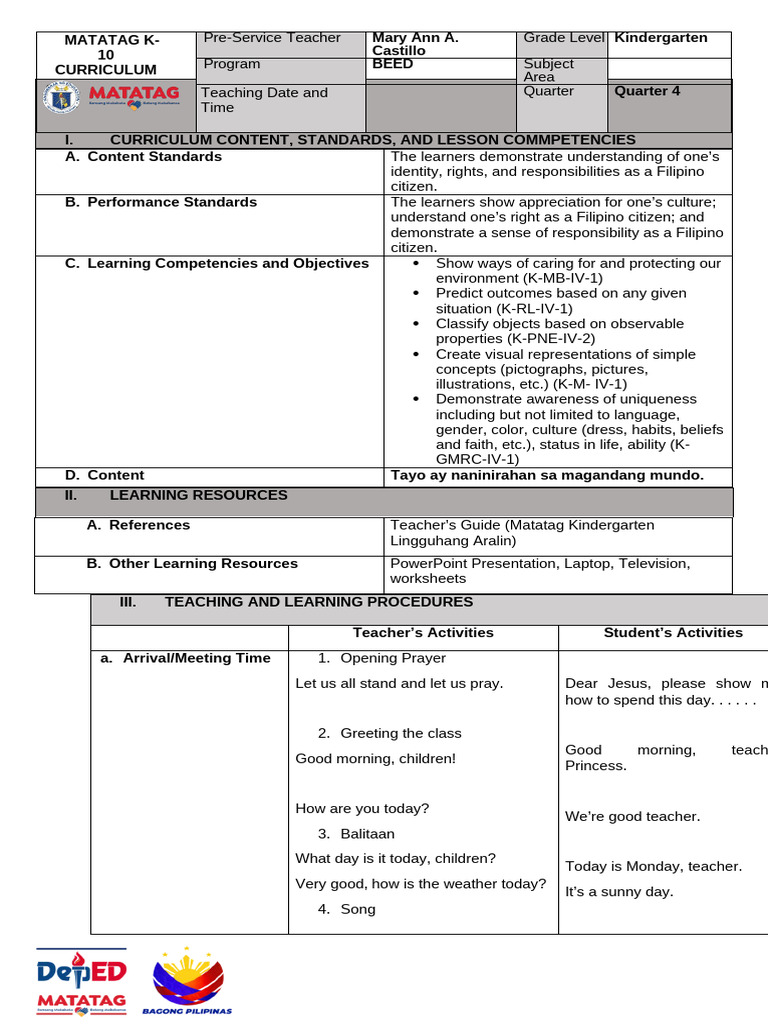 Kindergarten w1 Day2 | PDF