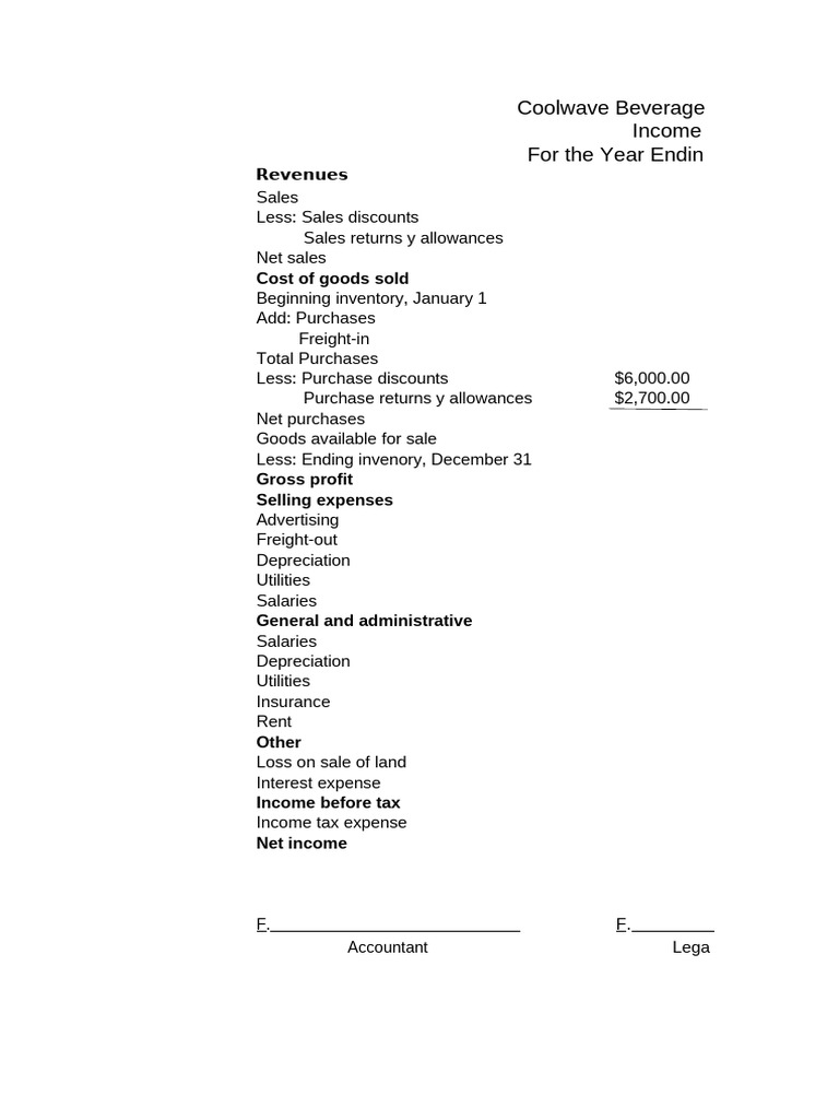 Income Statement. | PDF