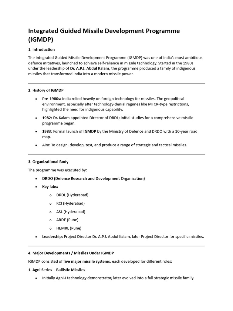Integrated Guided Missile Development Programme | PDF | Ozone Depletion ...