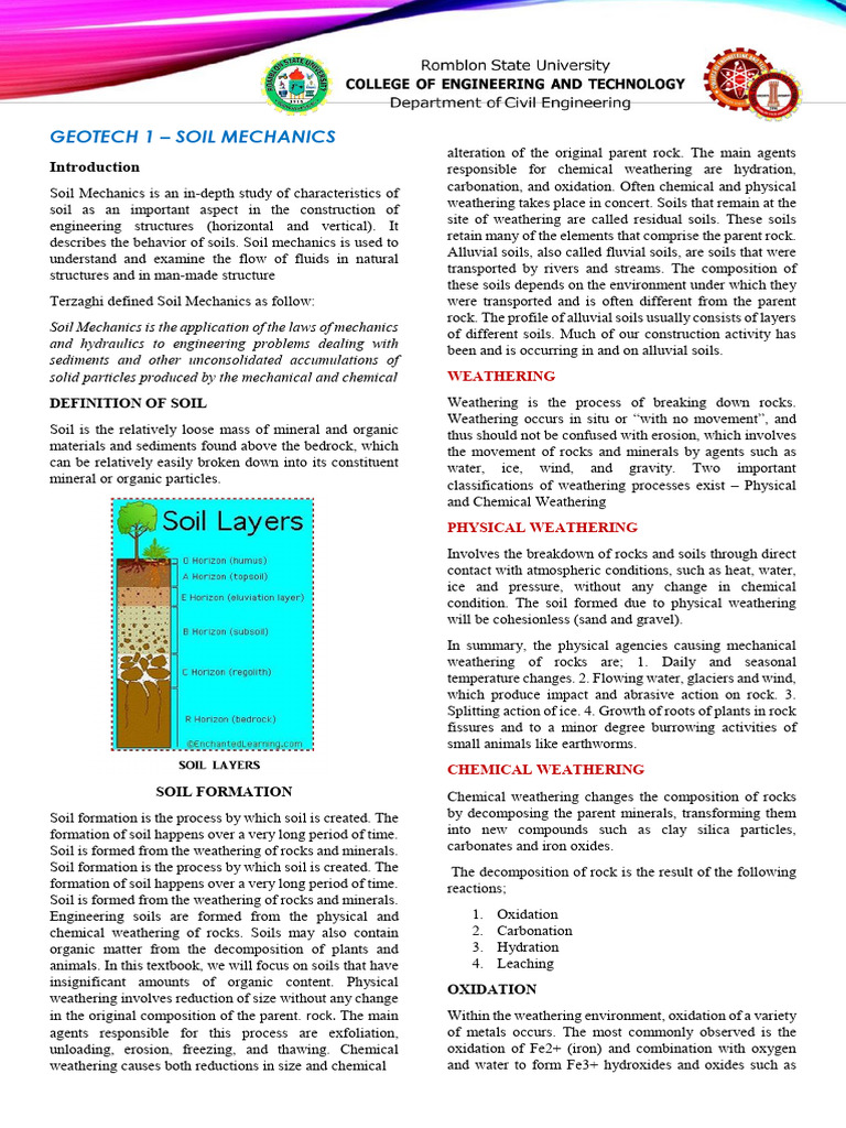 Module GEOTECH 1 Students | PDF | Weathering | Soil
