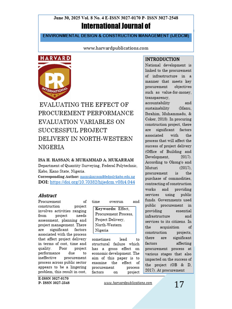 Evaluating The Effect of Procurement Performance e | PDF | Coefficient ...