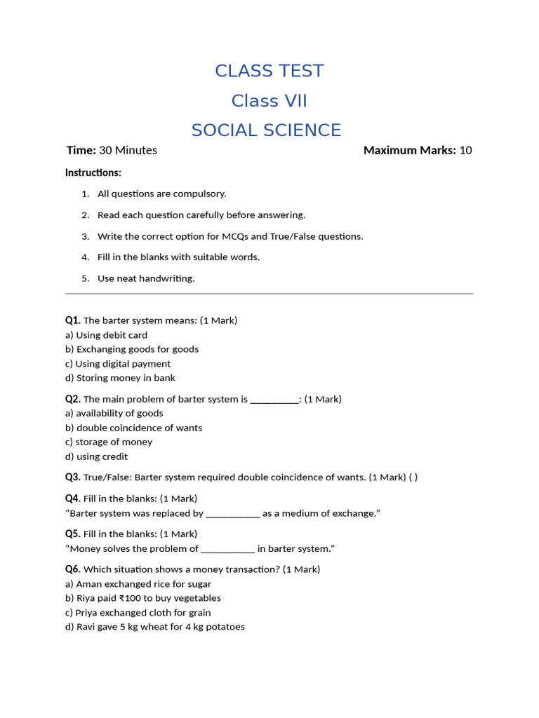 Class Test 2 | PDF