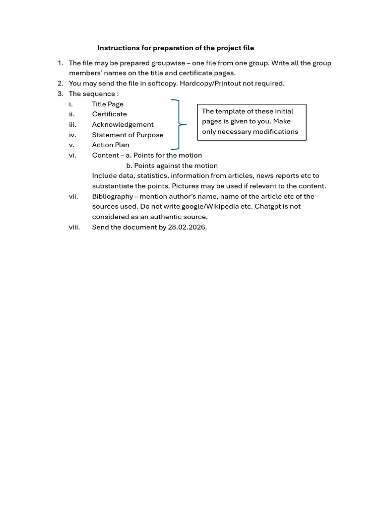 Instructions For Preparation of The Project File | PDF