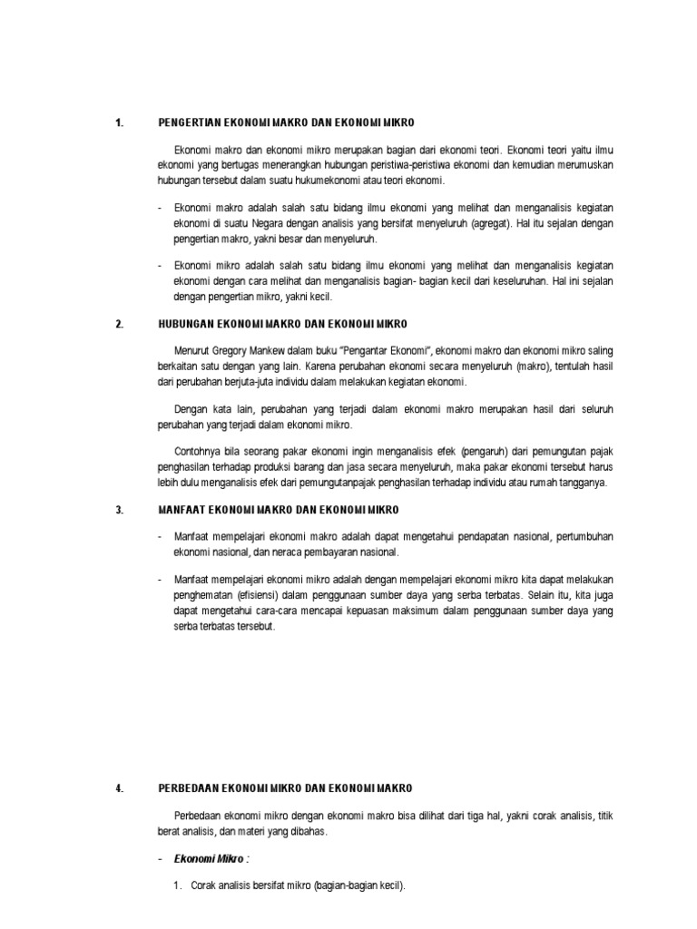 Pengertian Ekonomi Makro Dan Ekonomi Mikro