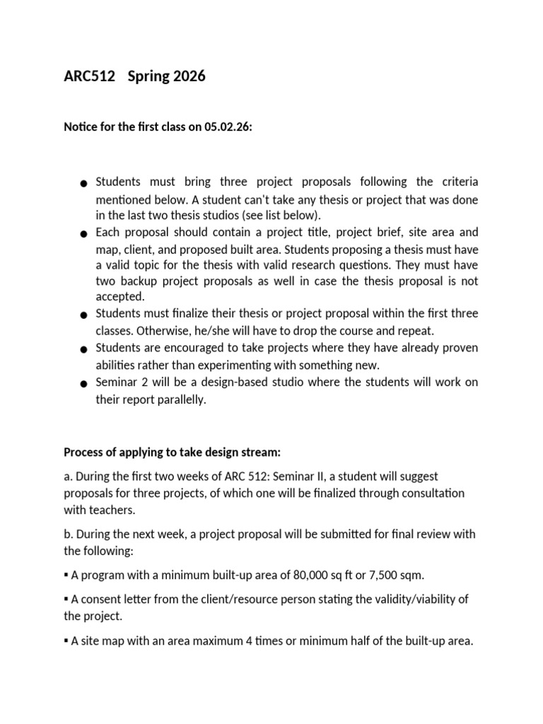 ARC512 Notice For The First Class Spring 26 | PDF | Dhaka | World Politics