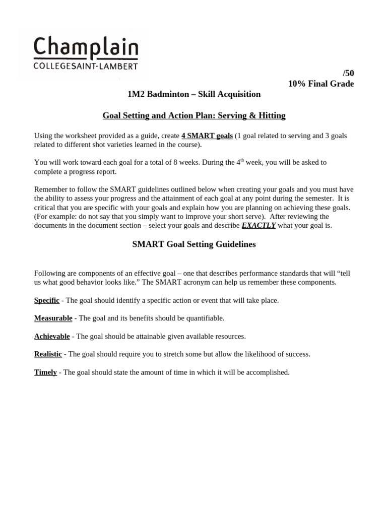SMART Goal Setting and Action Plan | PDF | Goal Setting | Goal