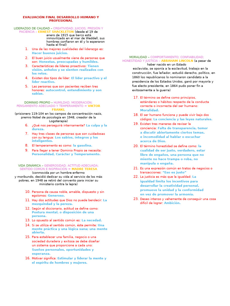 Evaluación Final Desarrollo Humano y Profesional 2 | PDF