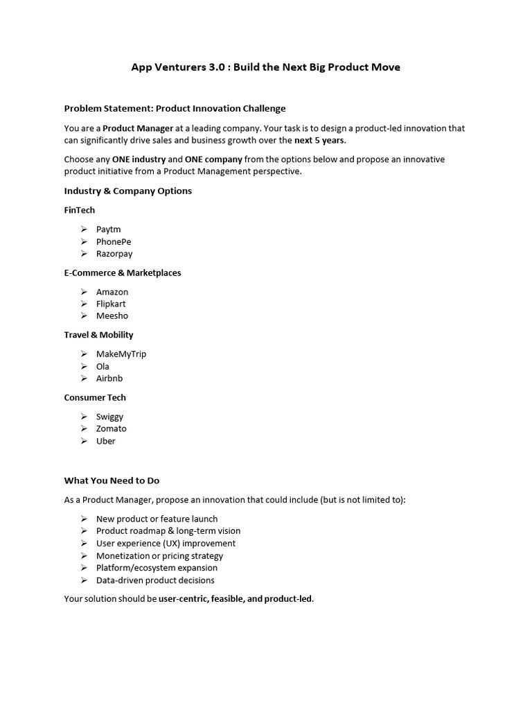 App Venturers 3.0 Problem Statement | PDF