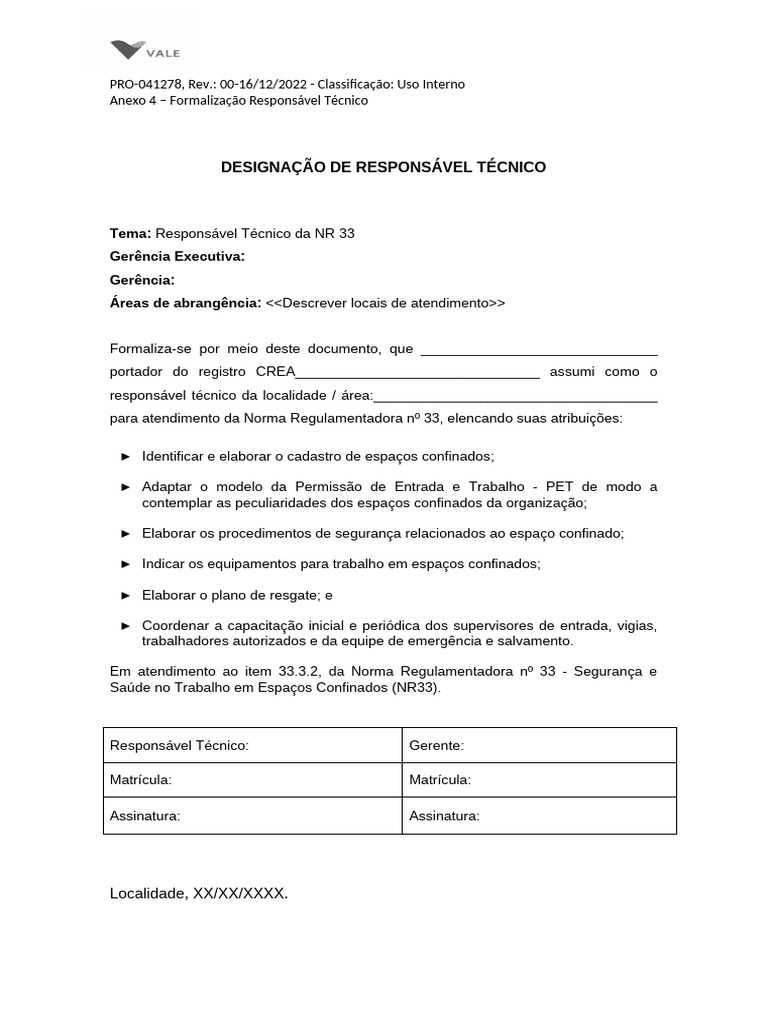 Anexo 4 - Designação Responsável Técnico | PDF