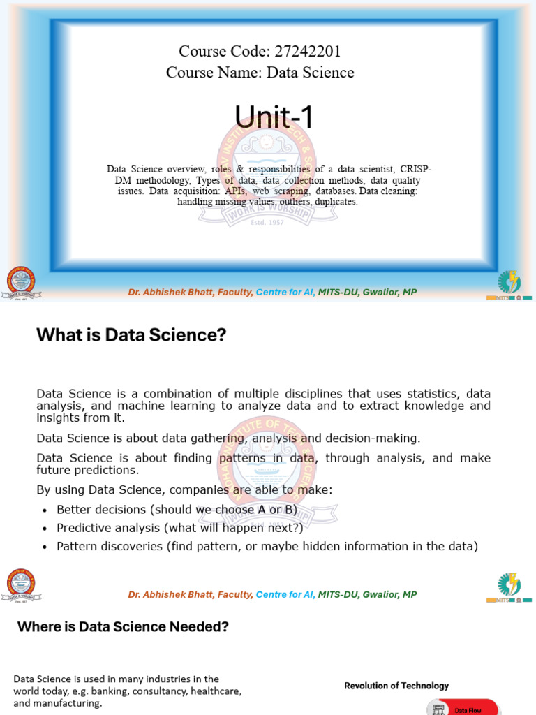 AI & DS - Unit 1 - Module 1 | PDF | Data Science | Data Analysis