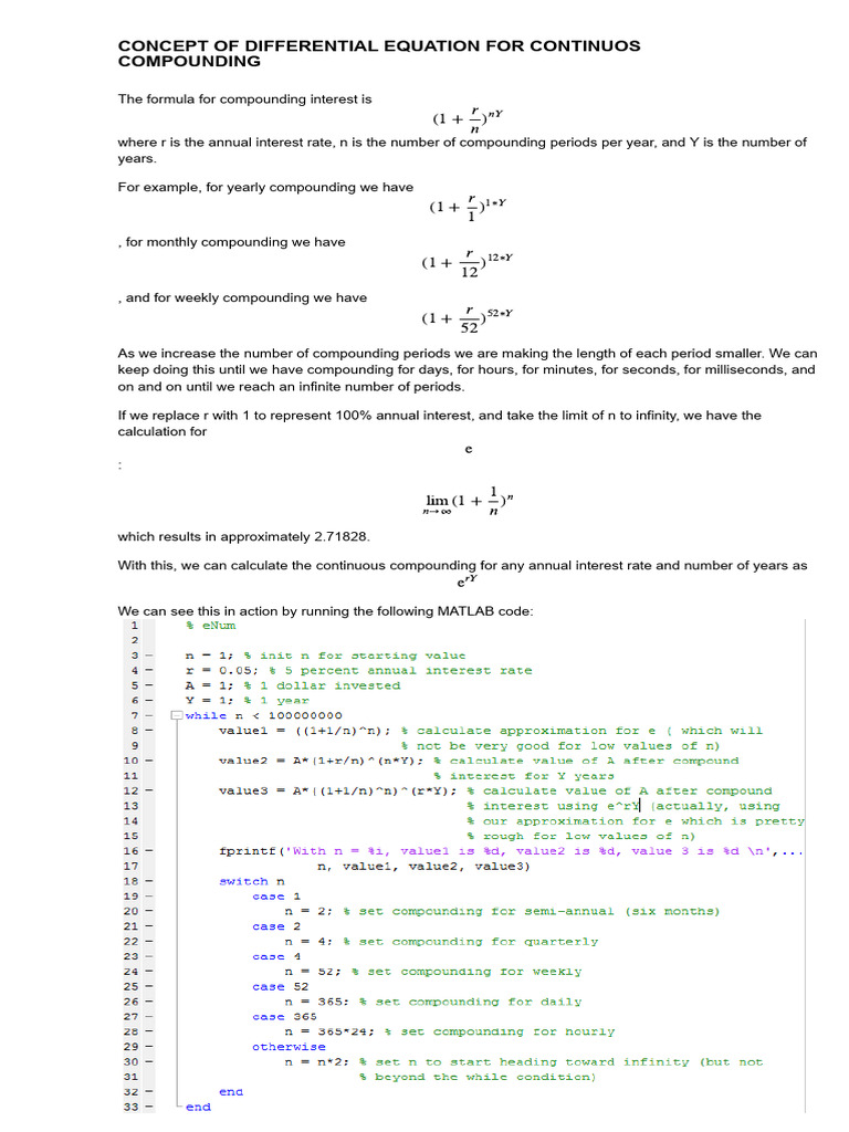 Differential Equation For Continuous Compounding | PDF | Compound ...