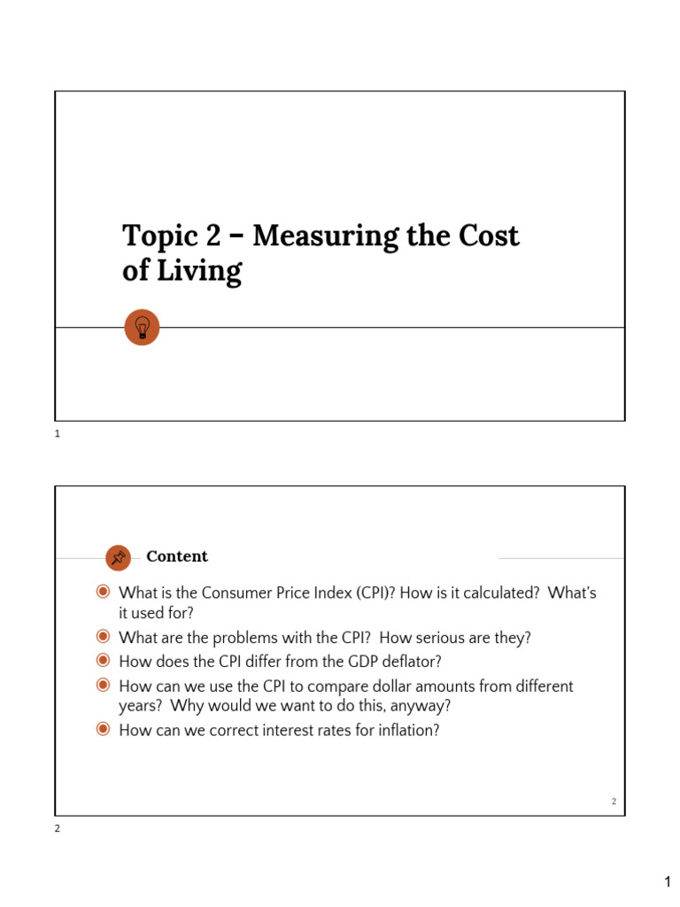 Topic 2 - Measuring Cost of Living | PDF | Cost Of Living | Consumer ...