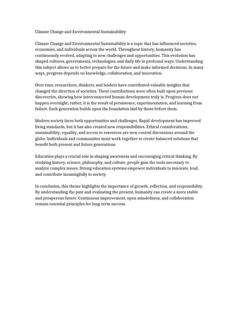 Climate Change and Environmental Sustainability | PDF | Sustainability ...