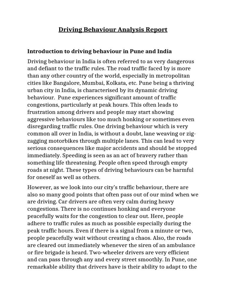 Driving Behaviour Analysis Report | PDF