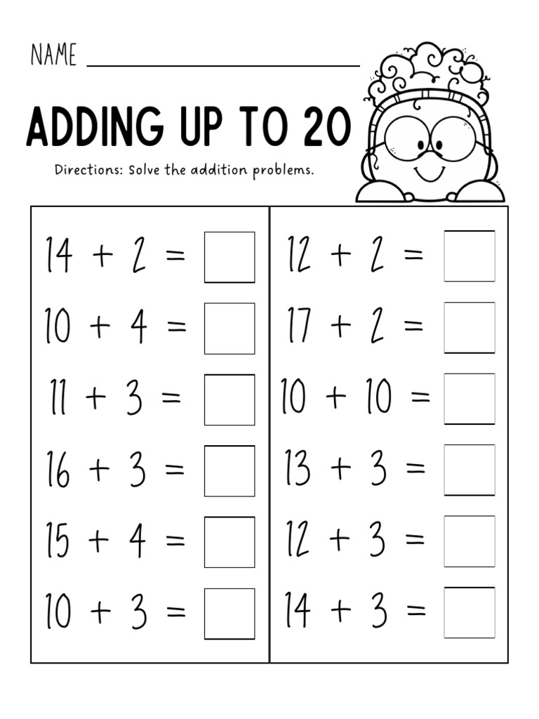 Adding Up To 20: Directions: Solve The Addition Problems | PDF