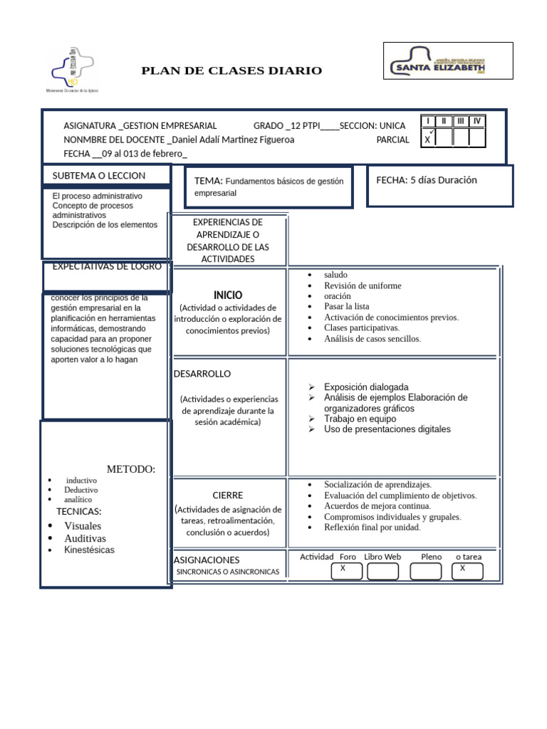Plan de Clases Diario | PDF | Aprendizaje | Laboratorios