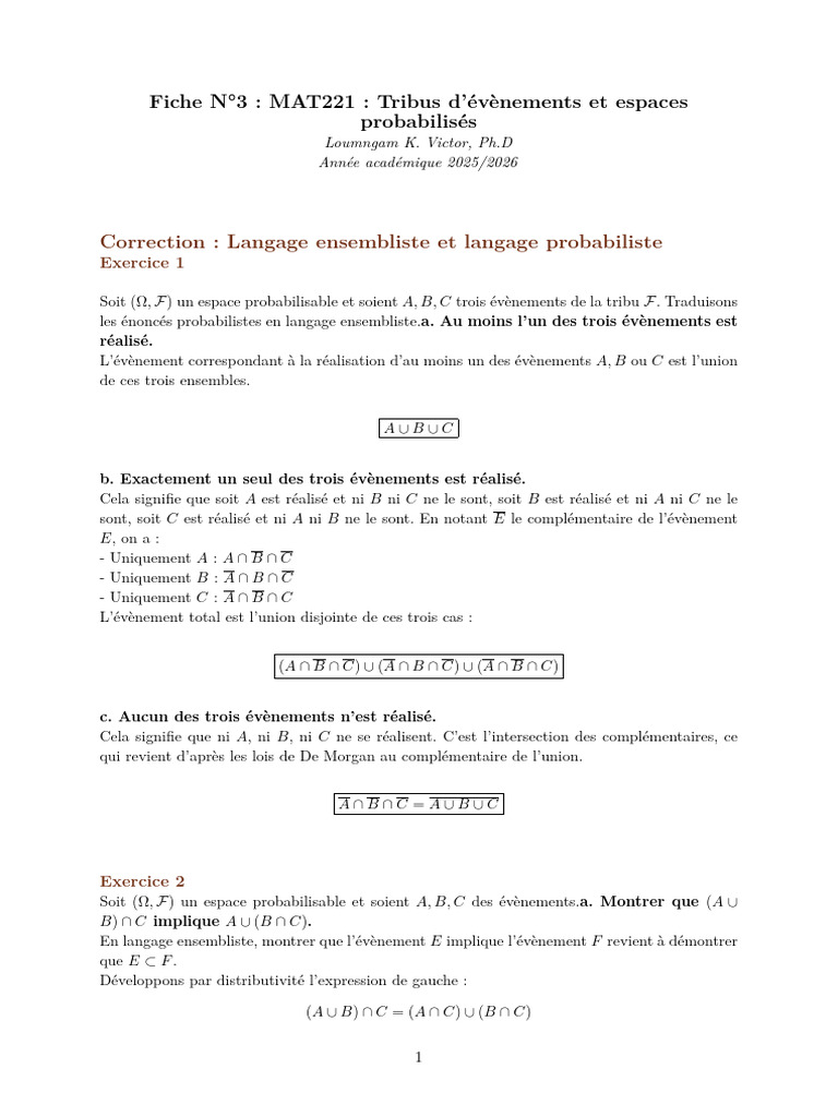 Correction 221 Fiche 3 Exo 1,......., 18 | PDF | Inclusion ...