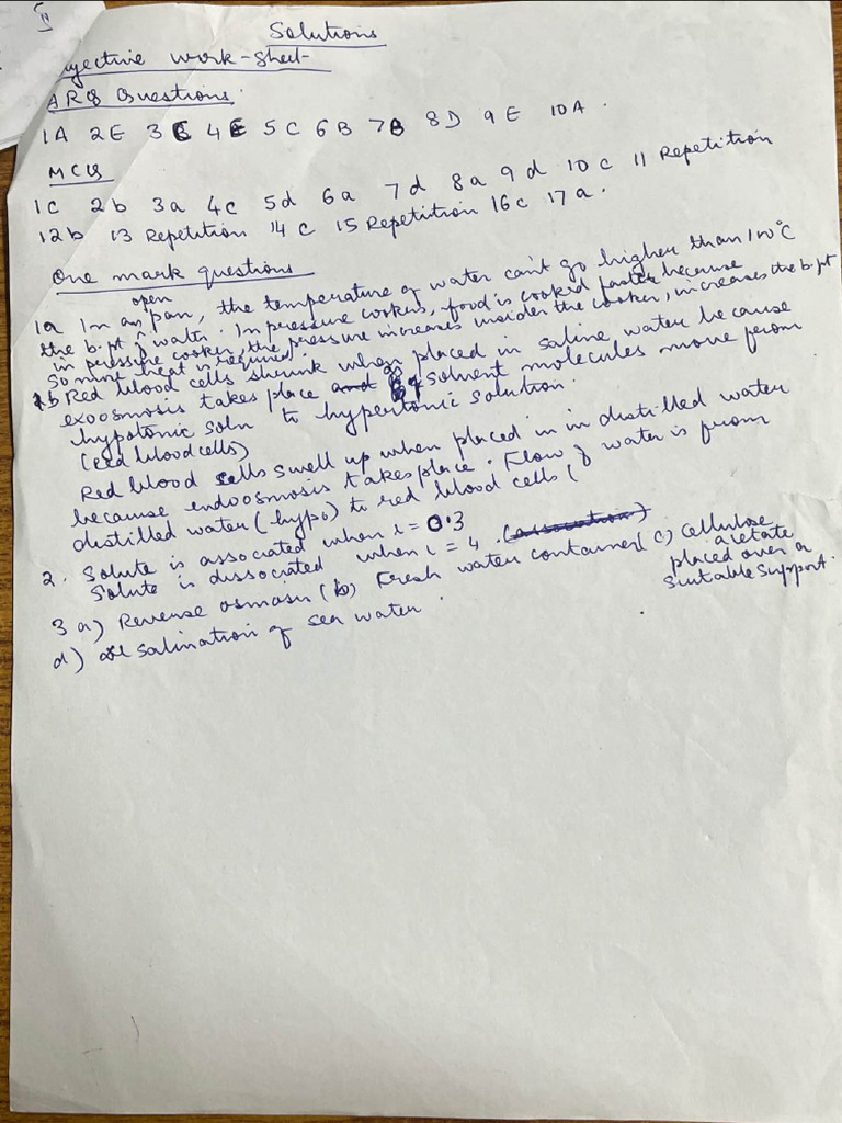 Solutions Board Worksheet Ans Key | PDF