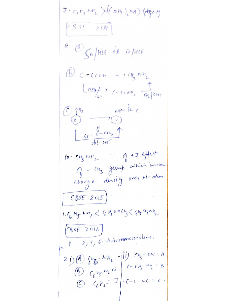 Amines Worksheet Solutions | PDF | Hydrogen Compounds | Physical Chemistry
