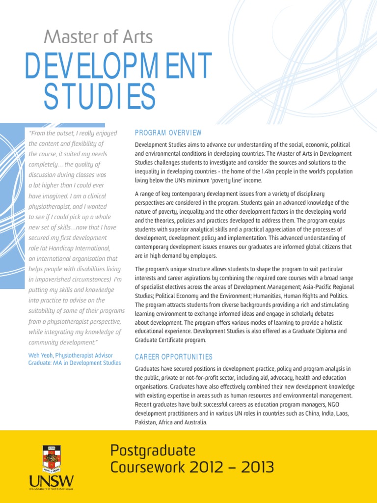 UNSWFASS PG DevelopmentStudies 20122013 | PDF | Postgraduate Education ...