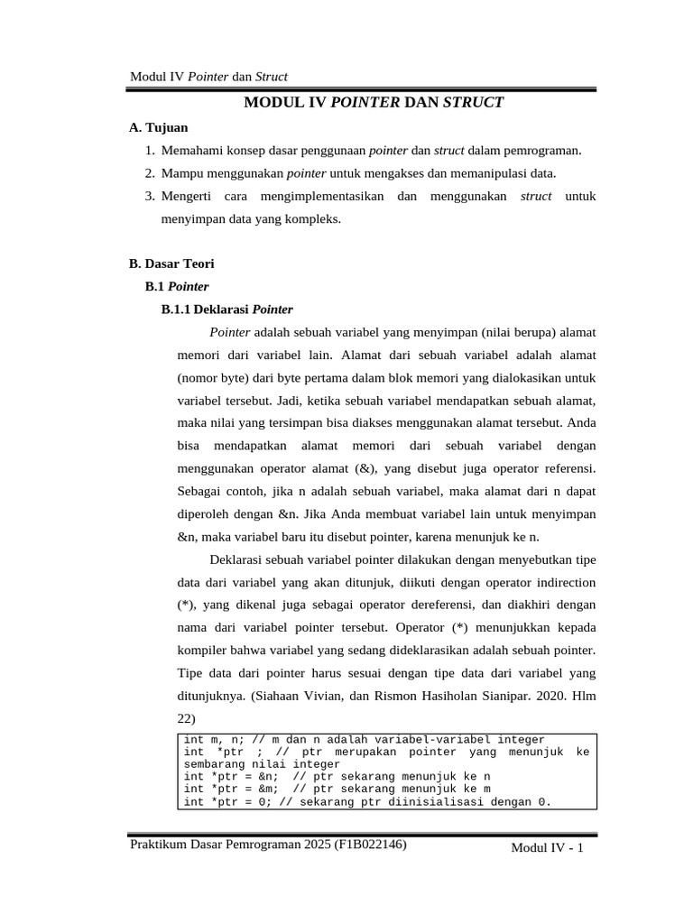 Modul p4 Pointer Dan Struct | PDF