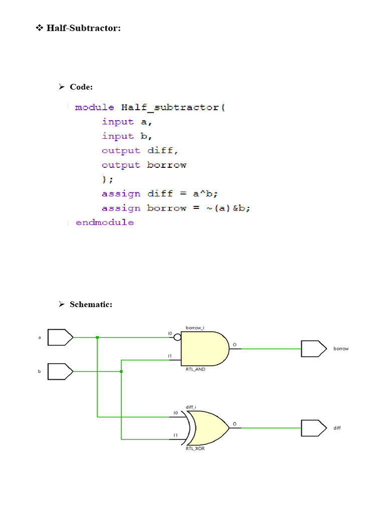 Half Full Subtractor | PDF