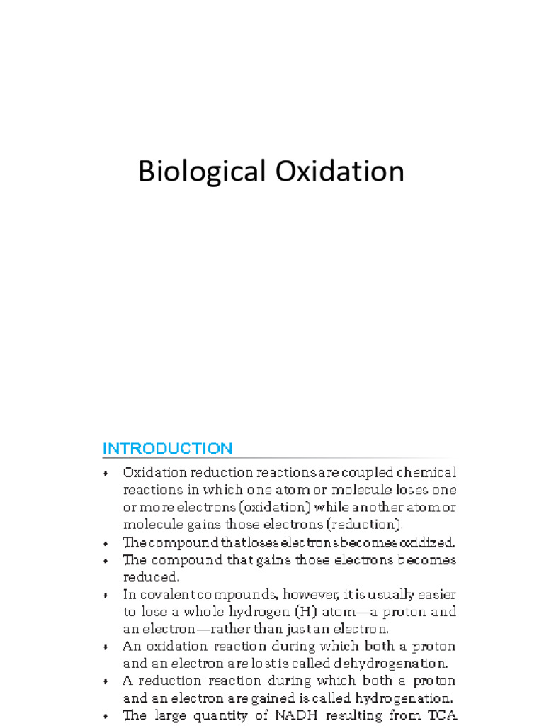 Biological Oxidation | PDF