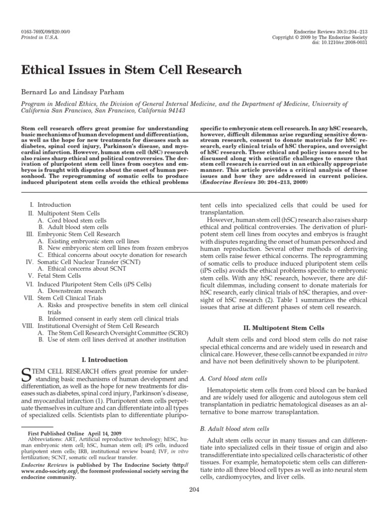 Ethical Issues in Stem Cell Research | PDF | Stem Cell | Embryonic Stem ...