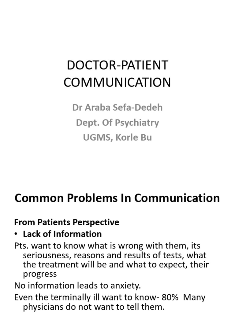 Doctor Patient Communication | PDF | Psychology | Psychological Concepts