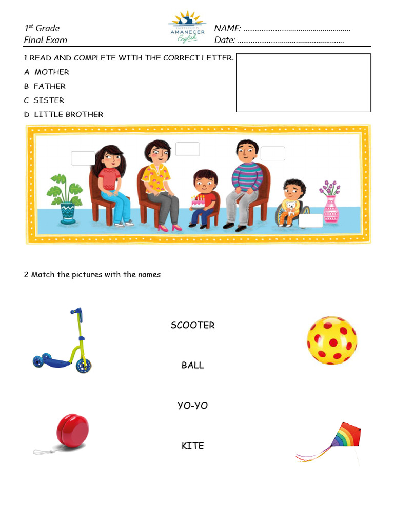 1st Grade Final Activity (2025) | PDF