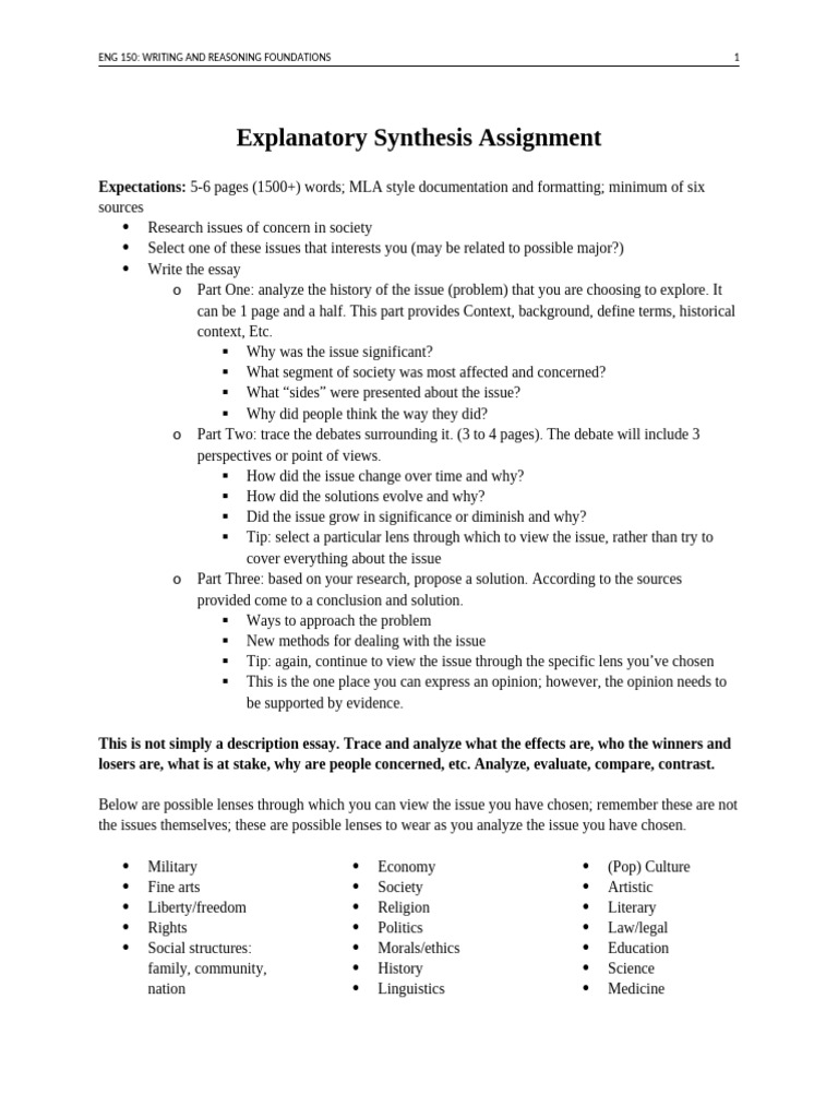 Explanatory Synthesis Assignment W23 | PDF | Essays | Human Communication
