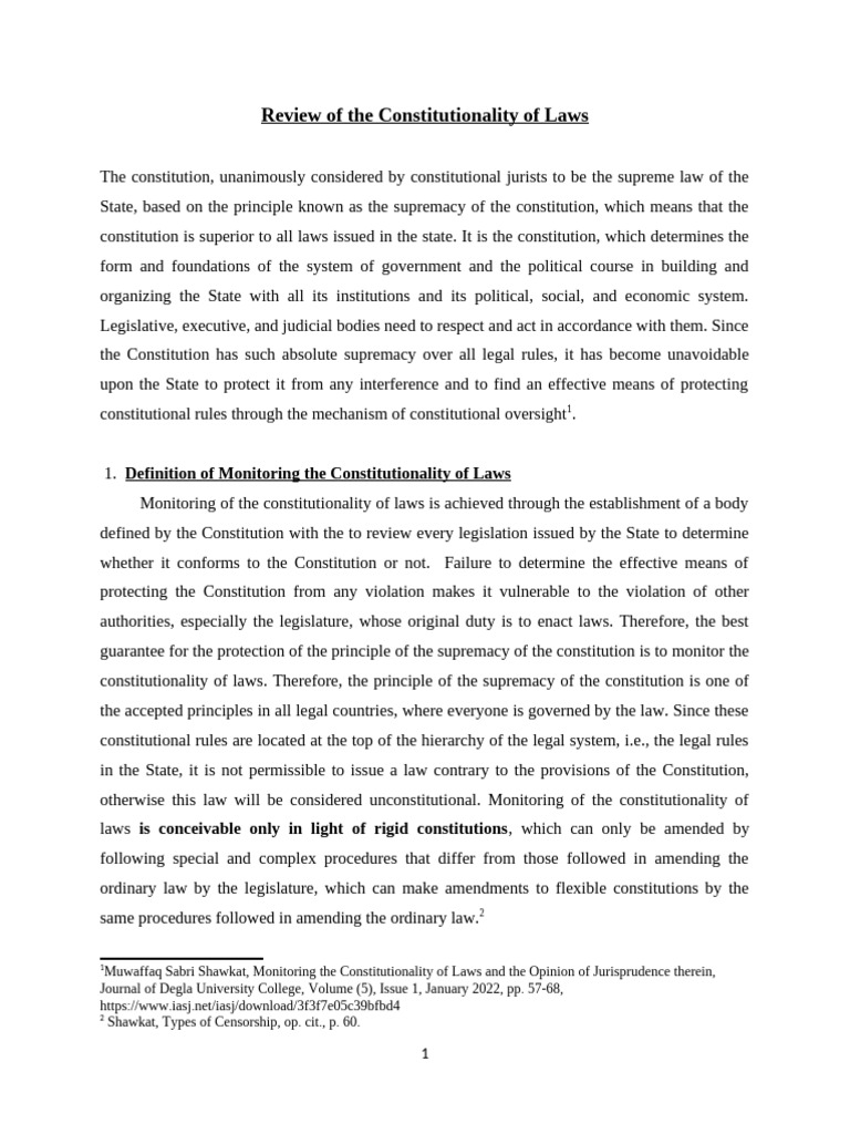 Review of The Constitutionality of Laws | PDF | Constitution | Judicial ...