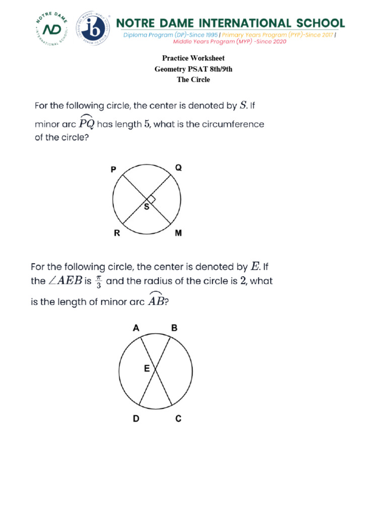Geometry Practice PSAT 9th 1 | PDF