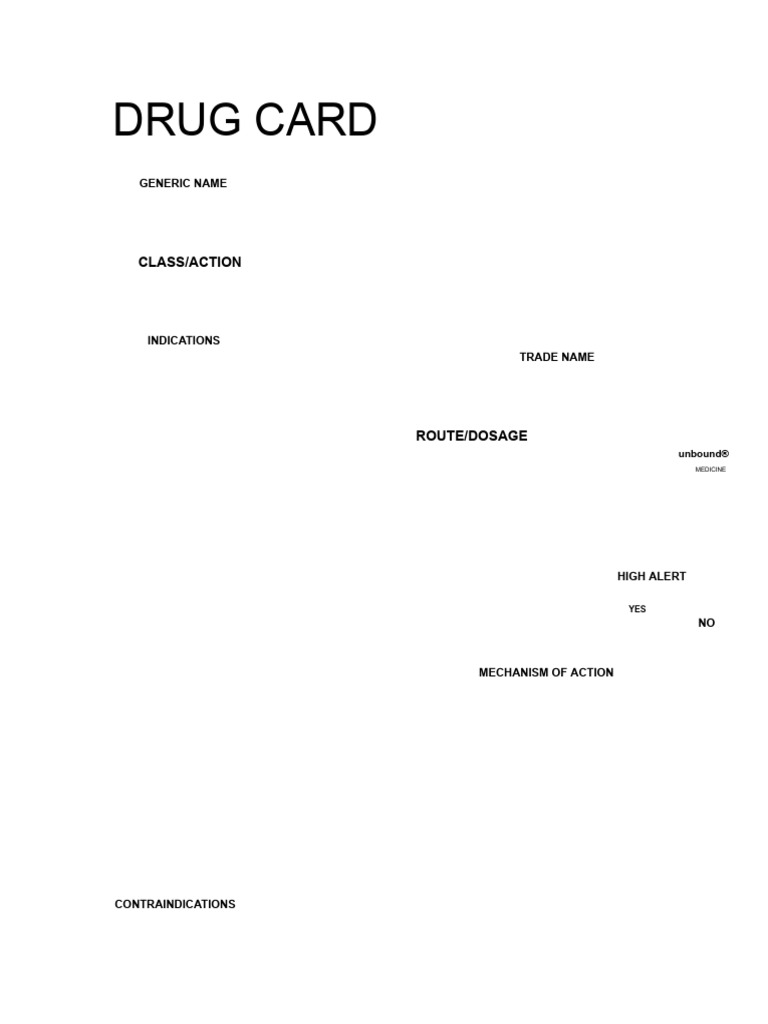 Drug Card Template | PDF
