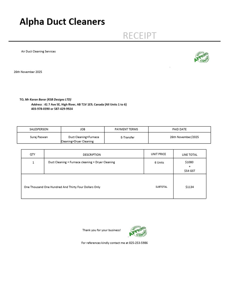 MR Karan Barar Invoice | PDF