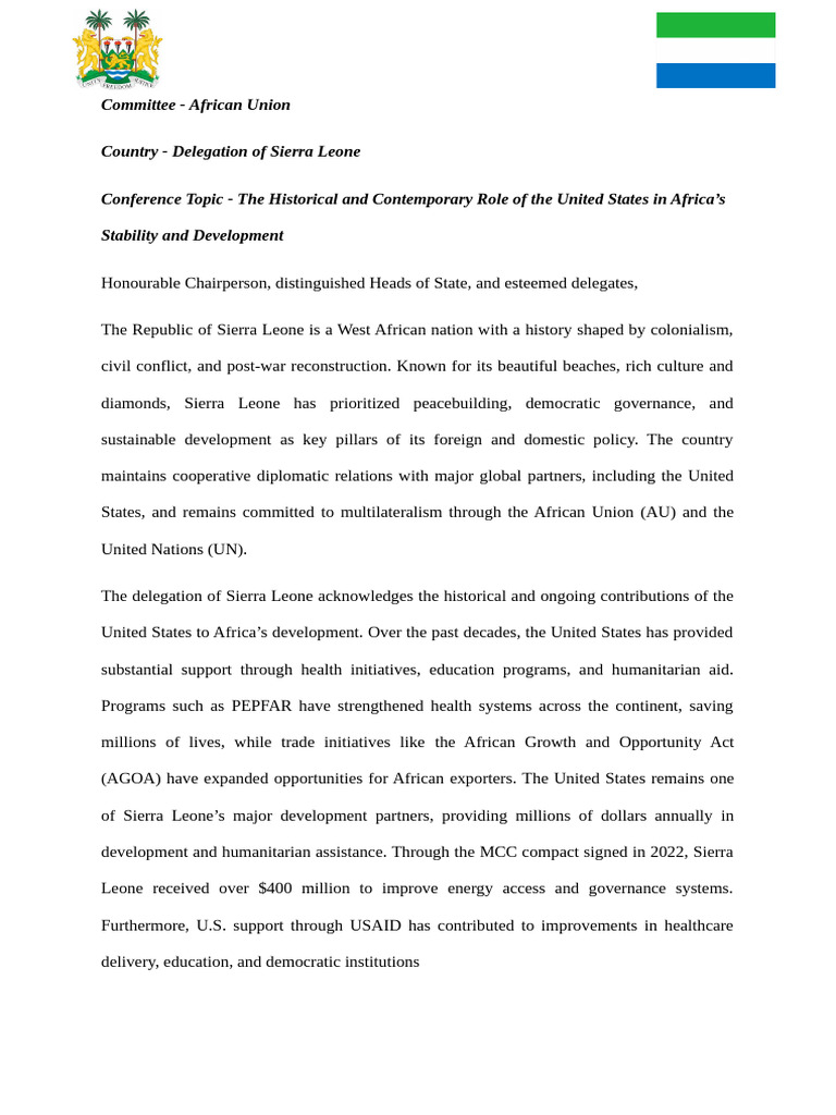 Position Paper Sierra Leone | PDF | African Union | Sierra Leone