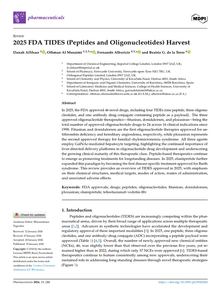 Pharmaceuticals 19 00244 | PDF | Small Interfering Rna | Oligonucleotide